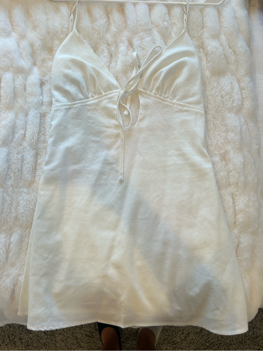 Peppermayo White Tie-Front Mini Dress